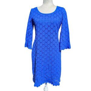 Ronni Nicole Women's Size 6 Royal Blue 3/4 Sleeve Lace Overlay Dress Lined